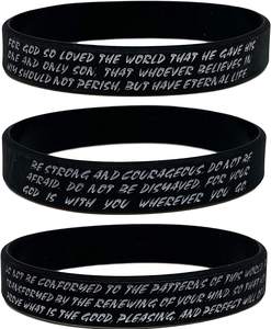 Pulseras Cristianas Clásicas para Niños, Versículos Bíblicos Inspiradores, Pulseras Religiosas de Silicona - Juan 3:16, Romanos 2:12, Josué 1:9 - Product Image 3