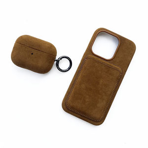 Estuche para Teléfono de Cuero de Gamuza Personalizado de Fábrica, Estuche para Auriculares, Juego de Tarjeteros Magnéticos para iPhone 15 14 Pro Max - Product Image 4