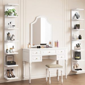 Estantes Flotantes Blancos para Decoración <span class=keywords><strong>de</strong></span> <span class=keywords><strong>Pared</strong></span>, Estante <span class=keywords><strong>de</strong></span> <span class=keywords><strong>Pared</strong></span> <span class=keywords><strong>de</strong></span> 7 Niveles con Luces LED, Estante <span class=keywords><strong>de</strong></span> Madera para Organización del Hogar - Product Image 5