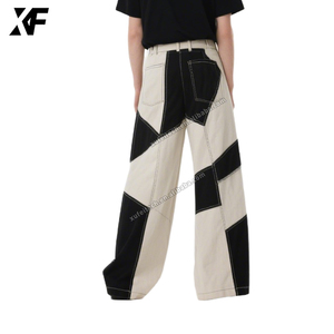 XUFEI originali Y2K Casual Casual Color nero <span class=keywords><strong>Cargo</strong></span> che blocca <span class=keywords><strong>larghi</strong></span> LOGO personalizzato pantaloni Chino in cotone in sgualito da uomo - Product Image 2