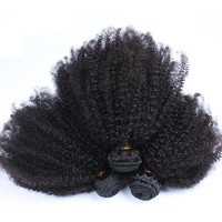 Tissage en lot brésilien naturel Afro crépu bouclé noir mongol 100% cheveux humains extension et closure set pour femmes noires