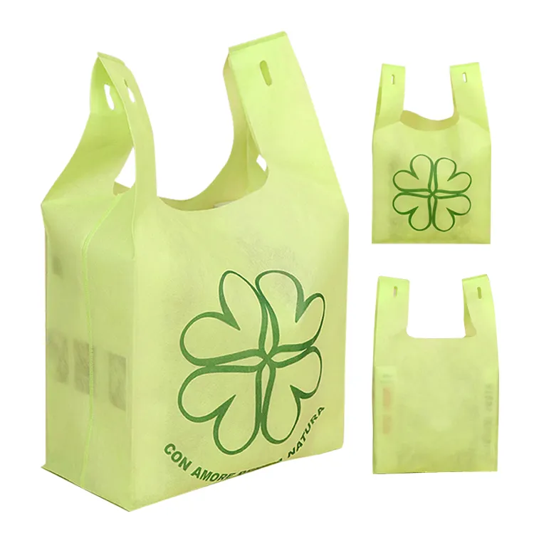 70gsm reusable recycled carry bag custom non woven bag supermarket shopping bag with bottom