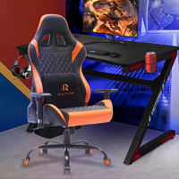 Chaise de jeu pivotante moderne pour ordinateur, accoudoirs réglables, repose-pieds extensible en cuir PU avec fonction massage pour PC Gamer