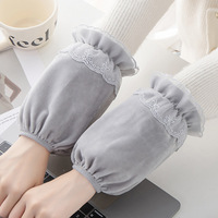 Manchettes courtes anti-taches en velours et dentelle de polyester, style coréen, automne/hiver, mignonnes, adaptées aux adultes, étudiants, travail et usage domestique