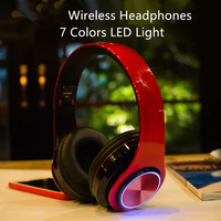 Auriculares B39 Inalámbricos BlueToothes con Luces de Colores, Auriculares Supraaurales con Tarjeta Enchufable para Juegos y Música