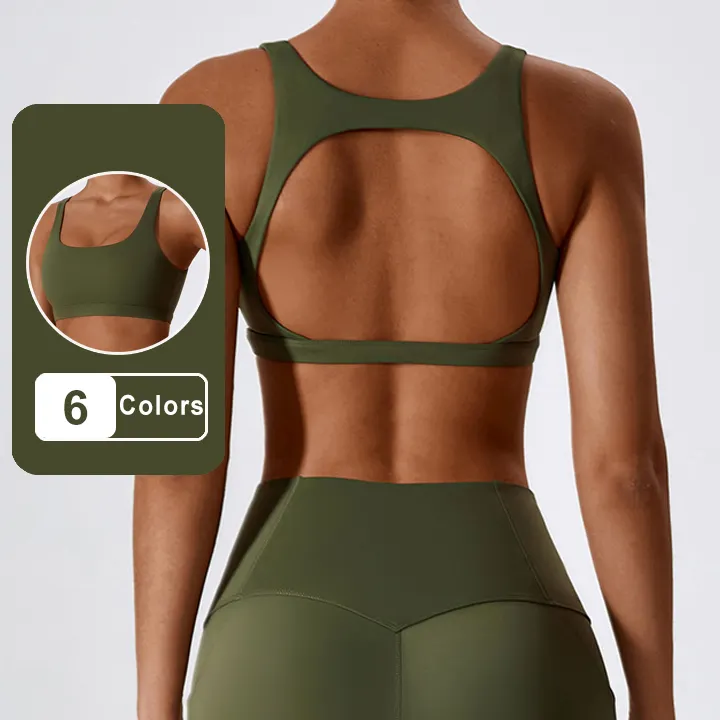 Bra olahraga kebugaran untuk wanita Bra Yoga seksi Hollow Out pakaian dalam bertali Gym Tank Top Crop olahraga wanita ropa deportiva mujer