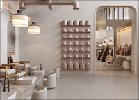 Meubles de café écologiques et imperméables en gros avec éclairage LED pour la décoration intérieure moderne de salons de beauté