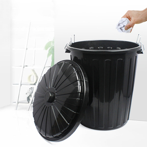80L Black Plastic Dustbin Kitchen House Garden Storage Animal Feed Bin With Lid