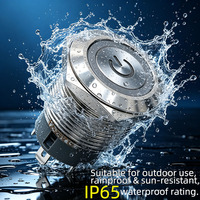 Interrupteur à bouton-poussoir métallique étanche à découpe de 8/10/12/16/19/22 mm, à enclenchement momentané/continu avec voyant LED, borne à souder