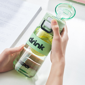 Tazas de paja para hombres y mujeres, deportes para estudiantes, bebida doble al aire libre, portátil, tapa emergente con un clic, taza portátil a mano - Product Image 3