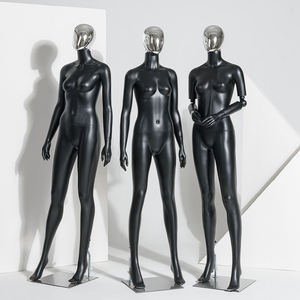 Fabrika fiyat Pp plastik mat siyah tam vücut galvanik kafa elbise formu mankeni kadın manken bebek giysi ekran için - Product Image 3