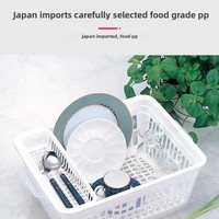 INOMATA Organisateur d'ustensiles de cuisine importé en plastique, moderne, minimaliste, double couche, léger et durable, pour égoutter vaisselle et baguettes