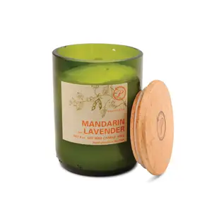 Newest Wax Eco Green Collection Scented Candle 8-Ounce Mandarin Lavender Fragrance Candles With Wood Lid