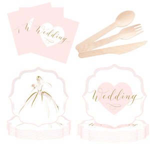 Assiettes en papier personnalisées DAMAI sur le thème du mariage, vaisselle jetable pour la décoration de la table de mariage - Product Image 4