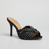 WETKISS OEM Custom Sext Peep Toe Twisted Mesh Rhinestone High Heel Slides Sparkly Crystal Stiletto Party Mules Women Slides