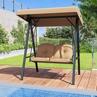 Balançoire de véranda pour 2 personnes, balançoire de patio avec structure en métal robuste et coussin moelleux, balançoire d'extérieur pour cour, jardin