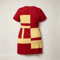 Robe en tricot pour femme en mélange viscose et nylon haute densité, col rond, couleurs géométriques, avec sequins et perles, robe une pièce