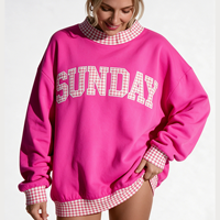 Sweatshirt Mockneck Wanita Logo Kustom Gaya Asimetris Bordir Katun Fleece Oversized Pullover