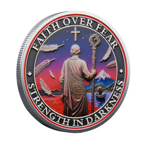 Koin Suvenir Peringatan Kepercayaan Takut Religius Besi Berlapis Emas Cetak Timbul Kerajinan Hadiah Kustom Pencetakan UV 3D - Product Image 5