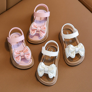 Nouvelles sandales élégantes à bride unique pour filles, style princesse, avec nœuds, polyvalentes, fermeture Velcro, tige en PVC, pour l'école et l'extérieur - Product Image 3
