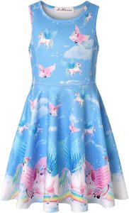 <span class=keywords><strong>Vestido</strong></span> Estampado LaBeca para Niñas, Sin Mangas, para Bebés, Niñas Pequeñas y Grandes, Diseño de Unicornio y Sirena, Casual - Product Image 2