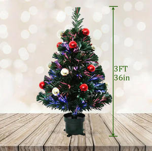 Árbol de Navidad Artificial de Mesa de 90 cm Preiluminado con Fibra Óptica de PVC, Decoraciones Ecológicas con Bolas Bobo para Fiestas en Casa - Product Image 2