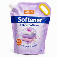 Lessive liquide lavande 1L personnalisée par le fabricant, en Doypack avec poignée, recharge refermable avec bec verseur