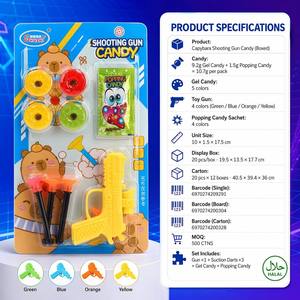 Venta al por mayor de juguetes de caramelo Halal OEM con forma de pistola de capibara para recuerdos de fiesta infantiles, gomitas de 9.2g y caramelos explosivos de 1.5g, dulces de juguete alimenticio - Product Image 2