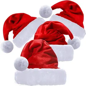 באיכות גבוהה חדש שנה כובע רך בפלאש עבה אדום ולבן סנטה קלאוס כובעי סנטה של חג המולד כובע למבוגרים ילדי חג המולד כובע