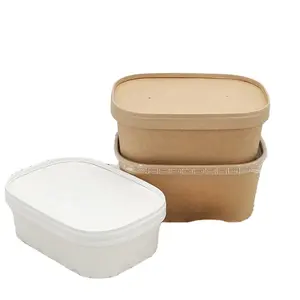 Custom Printed Kraft Paper Food Packaging Take Away Lunch Box And Salad Soup Bowl Coffee Cup