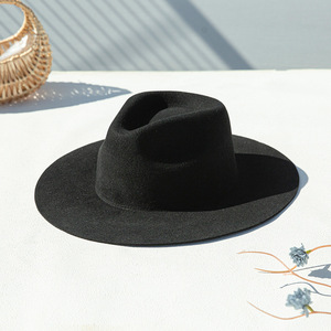 <span class=keywords><strong>Chapeau</strong></span> Fedora unisexe personnalisé à large bord en feutre de laine, style Panama, avec ruban uni, pour l'extérieur, décontracté ou pour les fêtes - Product Image 2