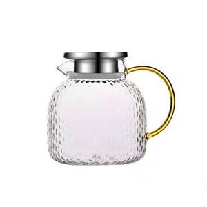 Nhà Máy Outlet <span class=keywords><strong>Glass</strong></span> <span class=keywords><strong>Pitcher</strong></span> với nắp thép không gỉ Iced Tea <span class=keywords><strong>Pitcher</strong></span> chịu nhiệt nước Jug - Product Image 1