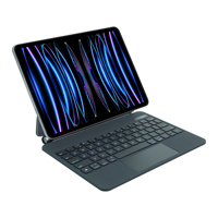 Teclado Inalámbrico USB Wisoneng Magic Ultra Delgado con Inclinación Ajustable, Panel Táctil Retroiluminado de 7 Colores para iPad de 12.9 Pulgadas, Nuevo, de Bambú, con Certificación RoHS
