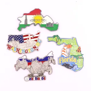 Manufacturer Design Logo Florida Texas American Map Shaped Metal Fridge Magnet