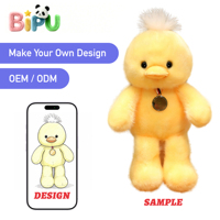 Fabricant de jouets en peluche, canard jaune moelleux personnalisé avec couche blanche, rembourré en coton PP, jouets en peluche, support OEM