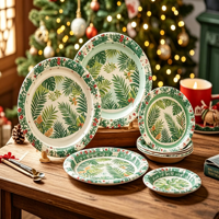 Assiettes en papier jetables à pois rouges avec estampage à chaud, design floral bleu, personnalisables, dorées, pour emballage à emporter, vente en gros