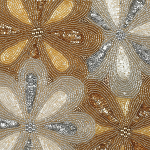 Camino de mesa con cuentas de algodón, mesa decorativa de Navidad, color dorado y plateado, para granja - Product Image 1