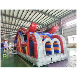 Nouveauté : <span class=keywords><strong>Parcours</strong></span> d'obstacles gonflable commercial rouge et gris marbré, combo château gonflable pour adultes et enfants, idéal pour événements publics - Product Image 4