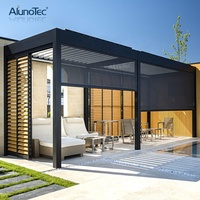 Pergola motorisée AlunoTec à prix bas, toit à lames orientables en gris et blanc
