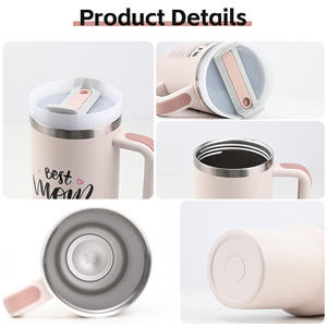 Cadeaux personnalisés pour Halloween, gobelets réutilisables en acier inoxydable à double paroi, tasse de voyage isotherme pour café, gobelet de 40 oz avec poignée et paille - Product Image 5