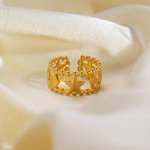 Anillo de Estrella de Cinco Puntas, Diseño Abierto Dorado, Joyería de Moda para Mujer, Regalo, Origen Yiwu JZ21174 - Product Image 1