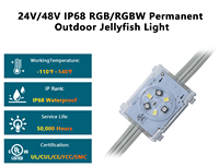 LED de alto brillo 24V Certificación UL/CUL/CE Luz de píxel Pista de aluminio Estilo de medusas Luces puntuales para aleros
