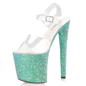 Nouvelles sandales d'été pour femmes à bride cheville, talons hauts sexy <span class=keywords><strong>de</strong></span> 20 cm, vert fluorescent, <span class=keywords><strong>film</strong></span> lumineux, talon fin <span class=keywords><strong>de</strong></span> 8 pouces, sac inclus - Product Image 3