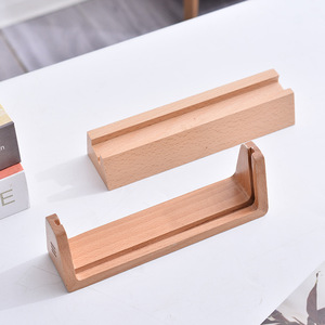 Base de cadre photo en bois de hêtre rectangulaire, faite à la main, style minimaliste horizontal en forme de U pour table - Product Image 1