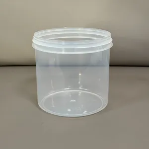 Balde de plástico transparente redondo de 0,5L 1L 2L 3L 4L 5L com tampa e alça de embalagem de qualidade alimentar de fábrica