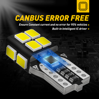 Bombilla LED AUXITO T10 194 W5W 6000K Ámbar 12V, la más vendida de la fábrica, para luz interior de coche.