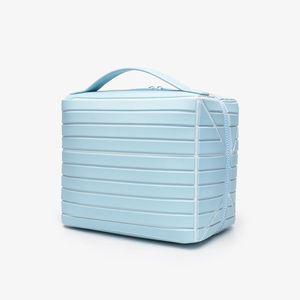 Estuche Cosmético de Plástico con Rayas Marrones, Cierre de Cremallera, Asa Suave, Estilo Moderno, Bolsa de Aseo Multifuncional para Viaje - Product Image 5