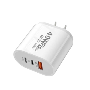 40W Dual PD + USB Cargador rápido Puerto tipo C Compatible 20W Carga rápida Enchufe Estándar Eléctrico UE/EE. UU. - Product Image 1