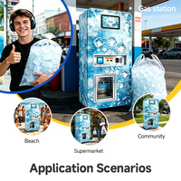 Máquina Expendedora Automática de Hielo y Agua 2 en 1 de Grado Comercial con Sistema de Ósmosis Inversa de 5 Etapas y Sellador Automático