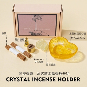 Vente en gros de bols d'encens en résine de lotus avec éclats de quartz en cristal naturel <span class=keywords><strong>pour</strong></span> la méditation, le sommeil, l'énergie de guérison, d'autres objets artisanaux en cristal - Product Image 3